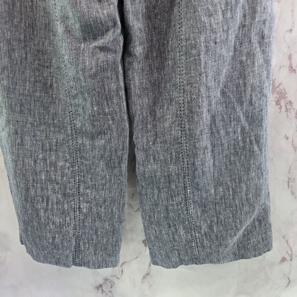 Ecologie Pants Womens 6 Blue Linen Wide Leg High Rise Navy Crop Vintage Lined - Picture 8 of 10